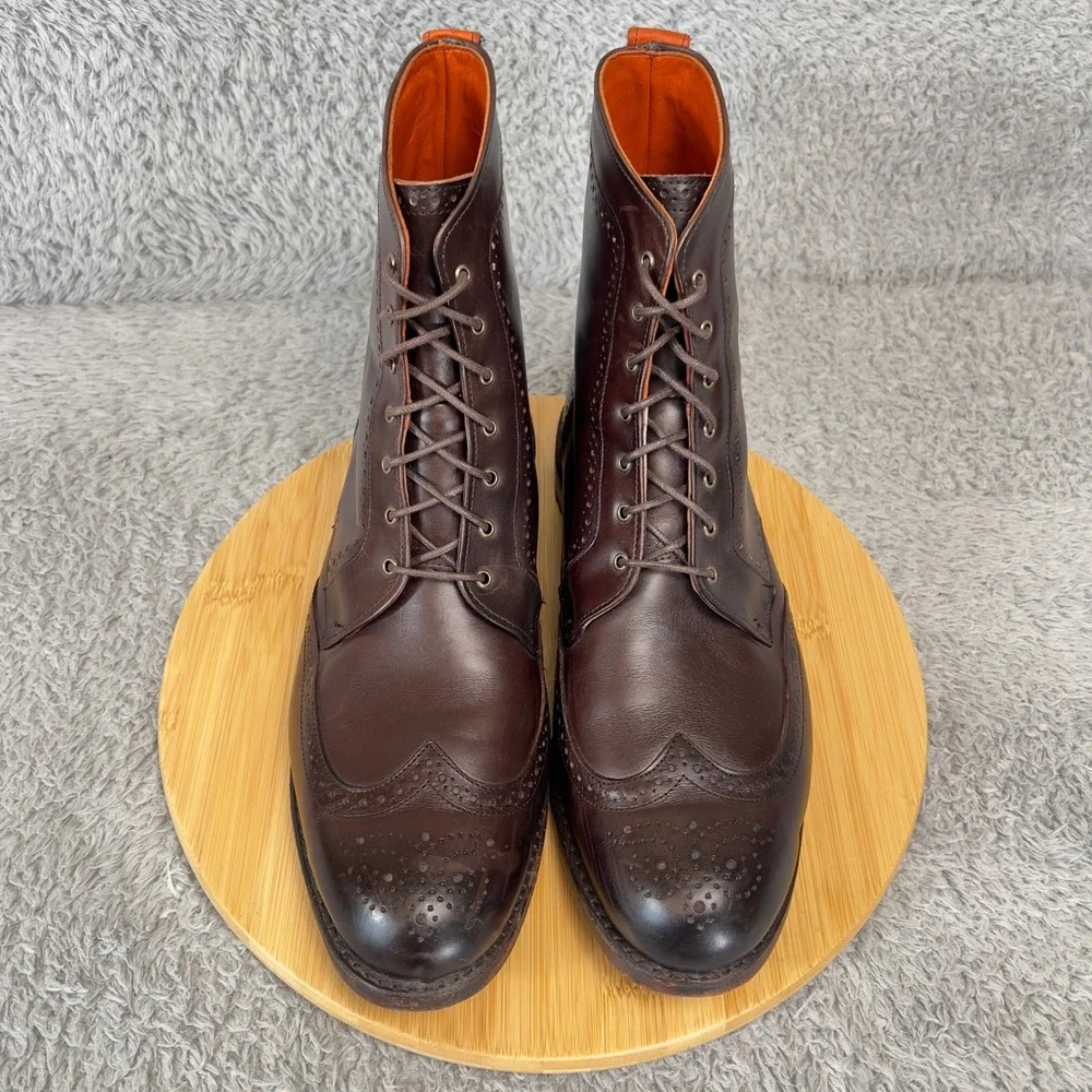 Allen Edmonds Dalton Brown Leather Wingtip Brogue Dress Boots Mens Size 12 USA